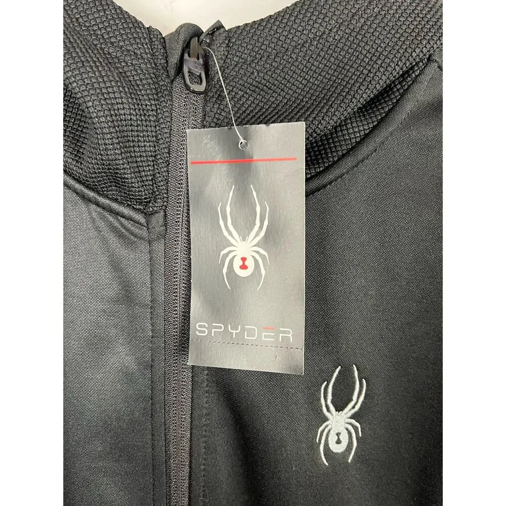 Spyder Mens Pullover Hoodie Medium NWT Black Blue Performance Jacket New $129